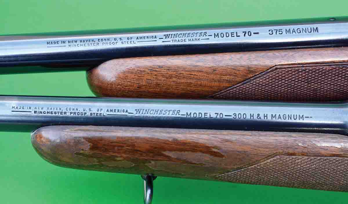Two classic calibers in the Model 70 include the 300 and 375 H&H Magnums, with the Model 70 being the first rifle so chambered by a major U.S. company.